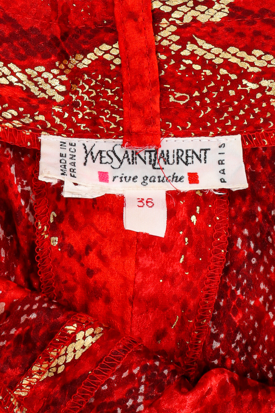 Vintage Yves Saint Laurent Metallic Snake Print Silk Pant tags @ Recess LA