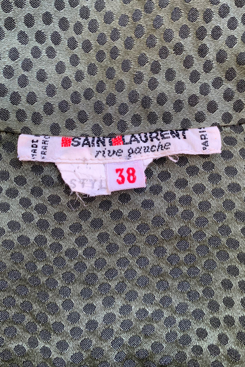 Vintage Yves Saint Laurent YSL Dotted Silk Bow Blouse label at Recess Los Angeles