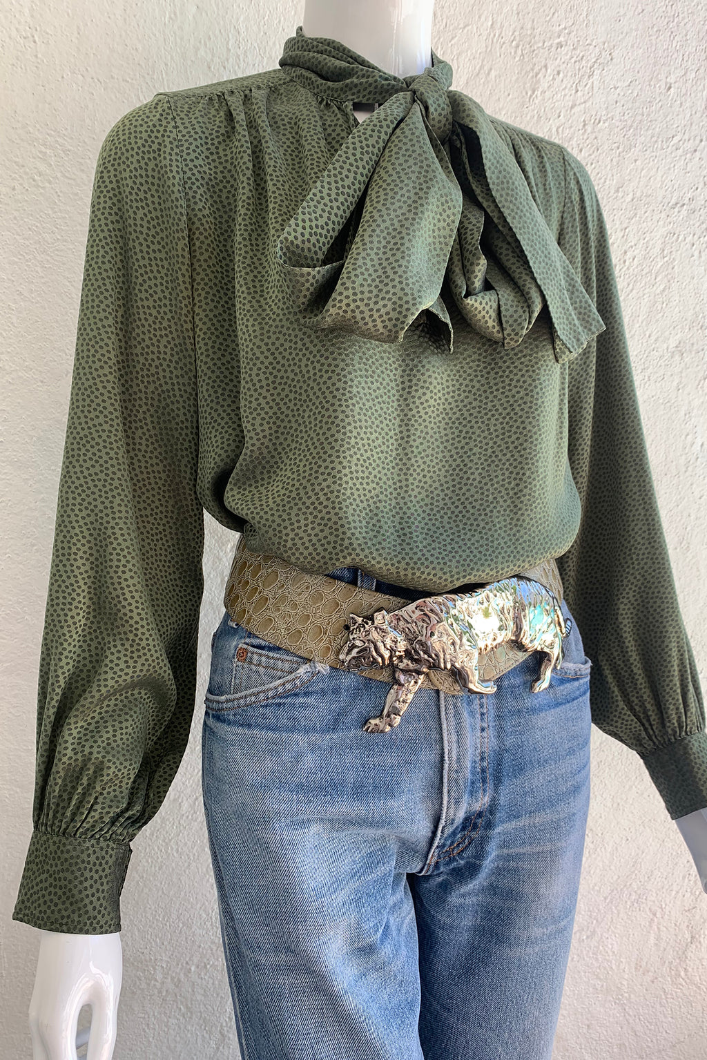 Vintage Saint Laurent Sheer Silk Tie Blouse – Recess