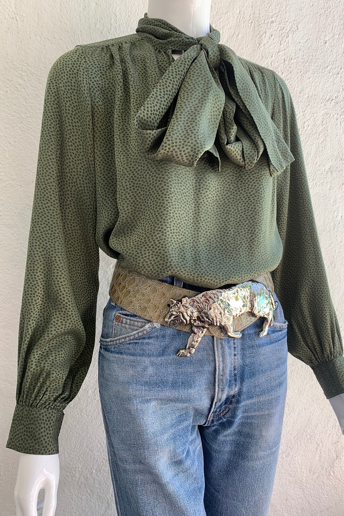 Vintage Yves Saint Laurent YSL Dotted Silk Bow Blouse – Recess