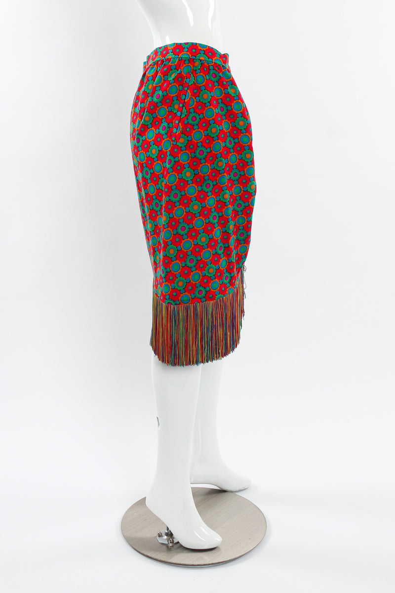 Vintage Yves Saint Laurent 1990 A/W Geo Rainbow Fringe Skirt mannequin side @ Recess LA