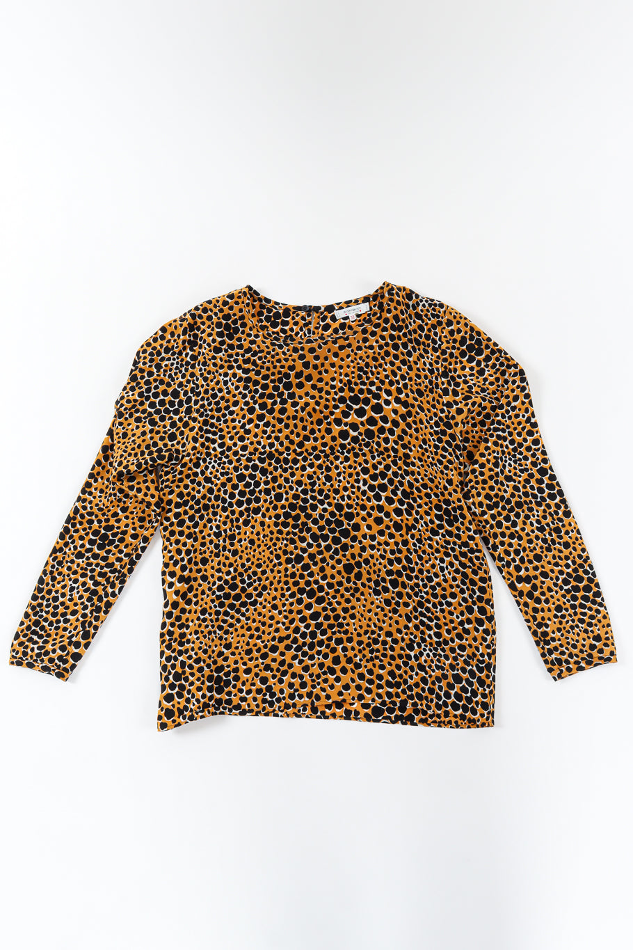 Vintage Yves Saint Laurent Cheetah Print Silk Top front flat @ Recess LA