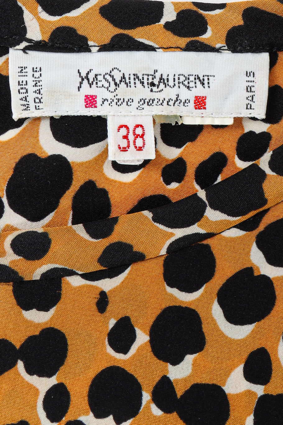 Vintage Yves Saint Laurent Cheetah Print Silk Top tags @ Recess LA