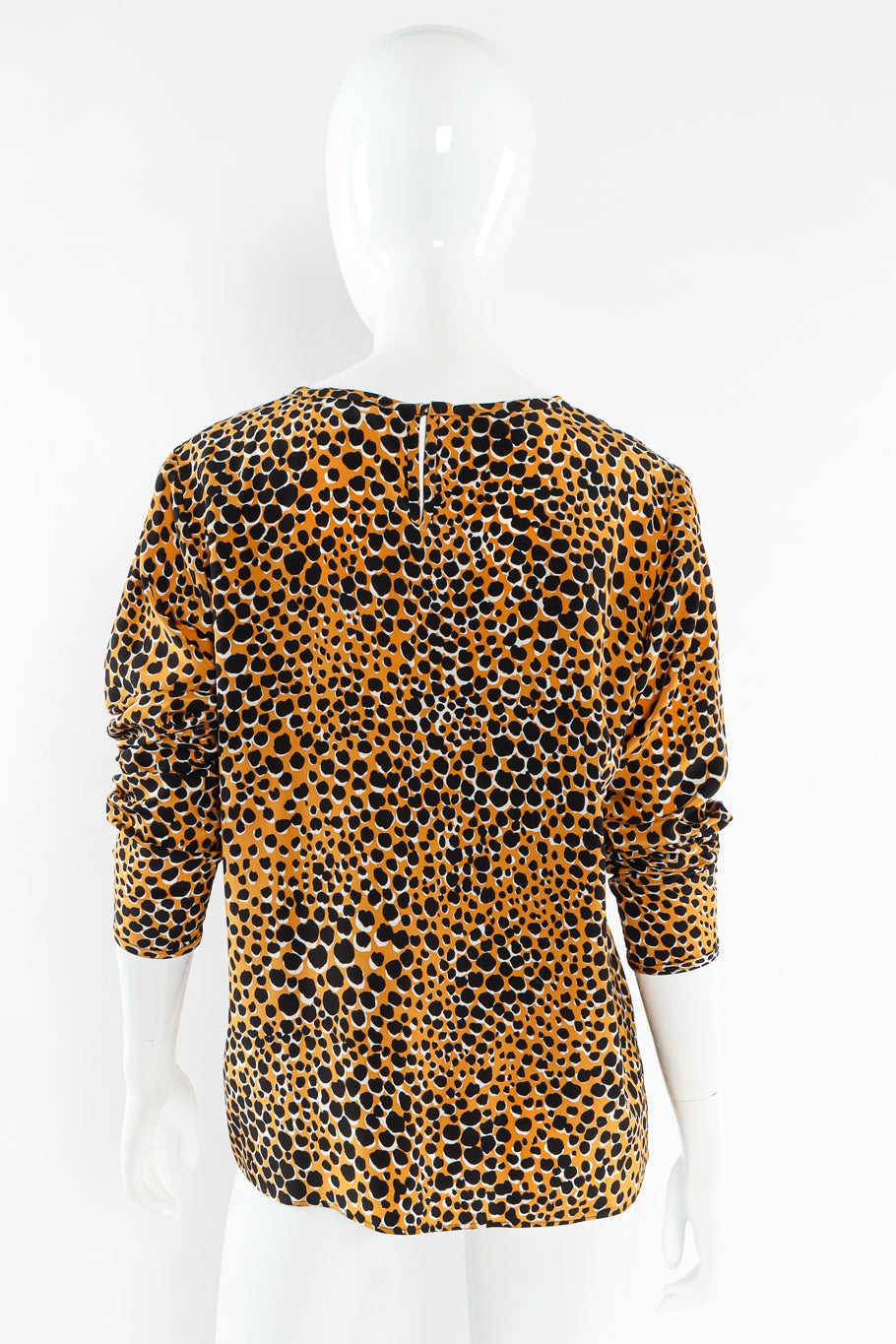 Vintage Yves Saint Laurent Cheetah Print Silk Top mannequin back  @ Recess LA