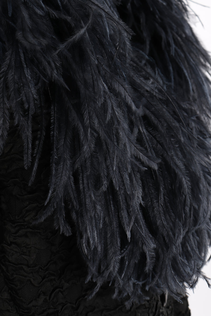 Vintage Yves Saint Laurent YSL Ostrich Feather Crinkle Coat feather detail at Recess LA