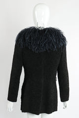 Vintage Yves Saint Laurent YSL Ostrich Feather Crinkle Coat on Mannequin back at Recess LA