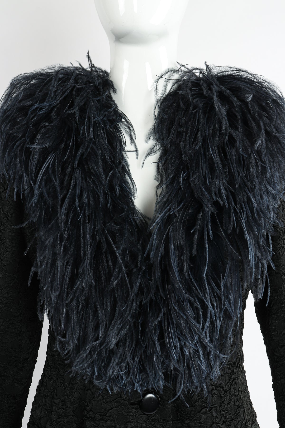 Vintage Yves Saint Laurent YSL Ostrich Feather Crinkle Coat