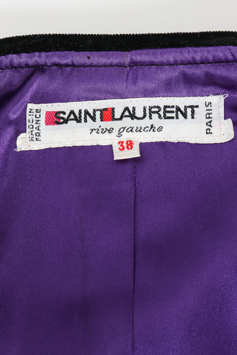 Vintage Yves Saint Laurent YSL Brocade Crop Jacket label at Recess Los Angeles