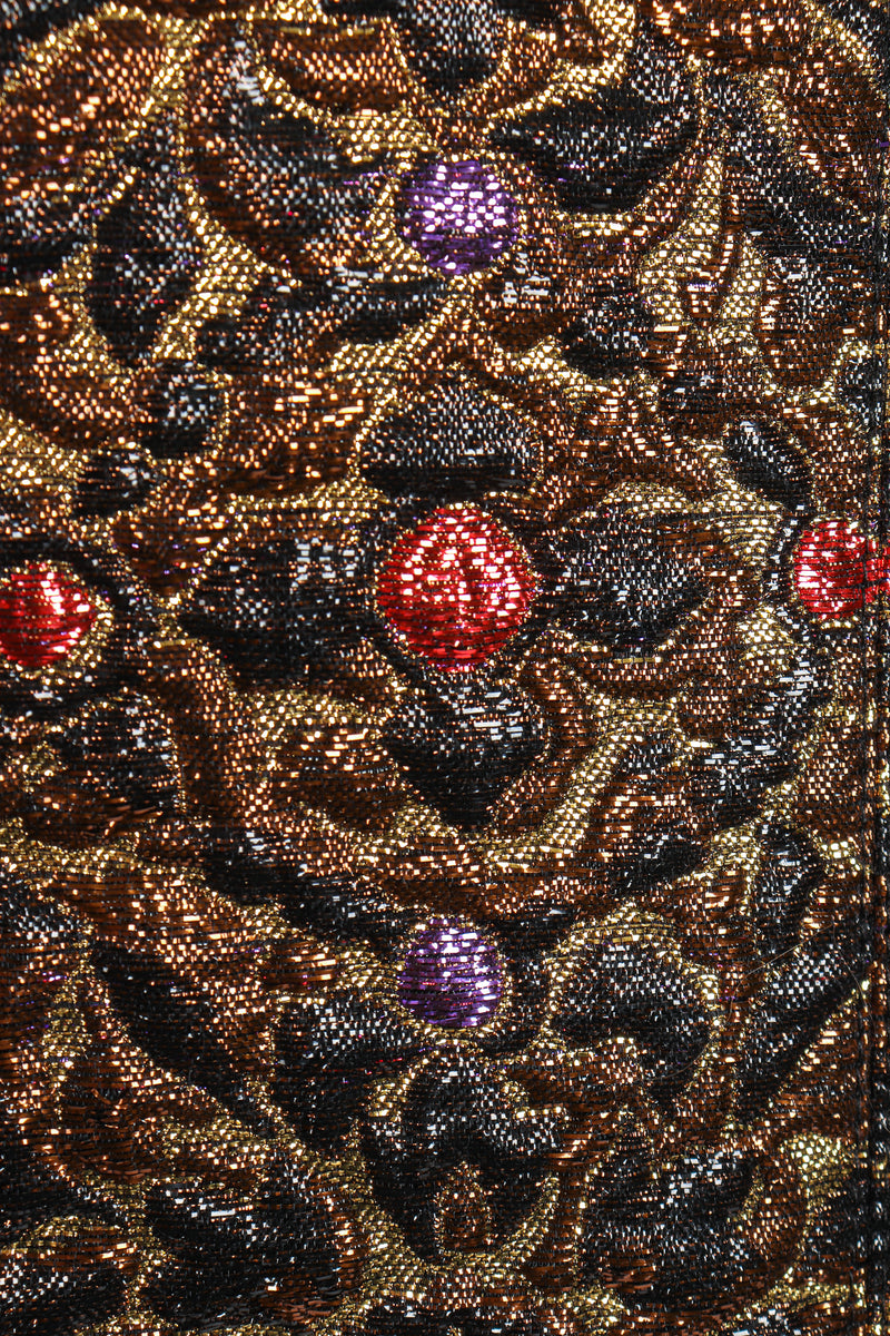 Vintage Yves Saint Laurent YSL Brocade Crop Jacket fabric detail at Recess Los Angeles