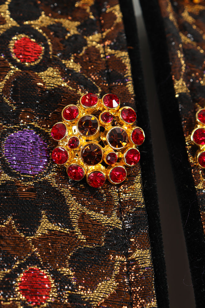 Vintage Yves Saint Laurent YSL Brocade Crop Jacket button detail at Recess Los Angeles