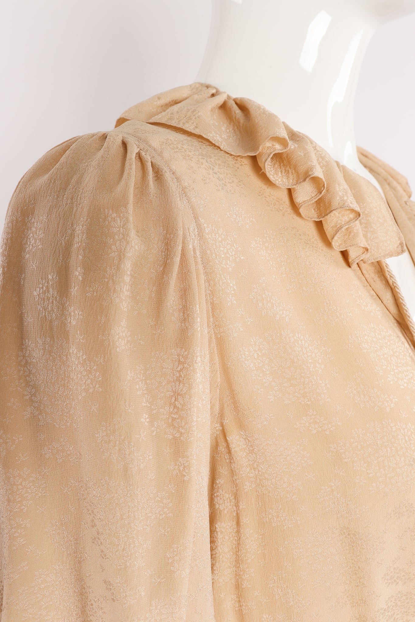 Vintage Yves Saint Laurent YSL Silk Peasant Blouse on Mannequin shoulder at Recess LA
