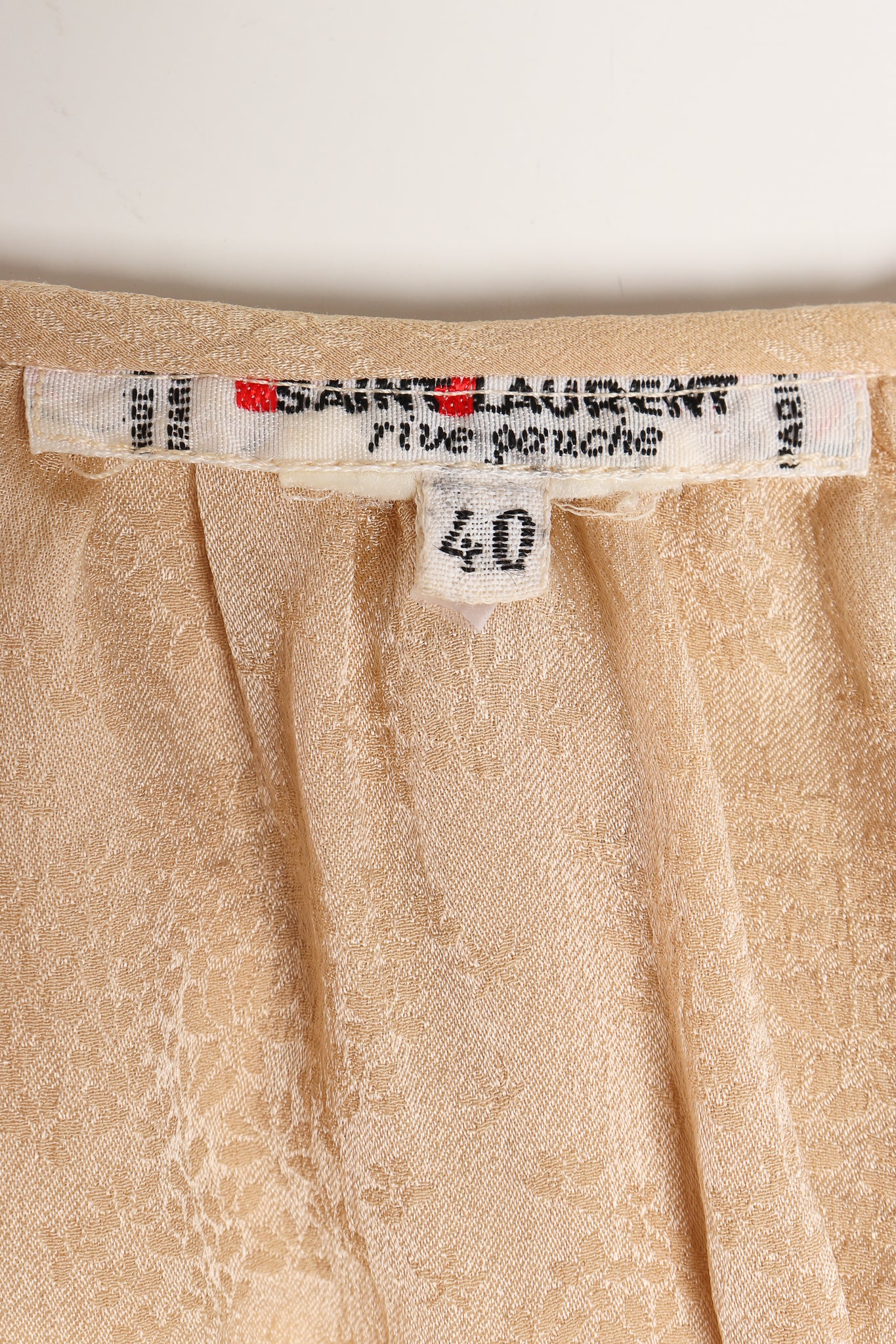 Vintage Yves Saint Laurent YSL Silk Peasant Blouse label at Recess Los Angeles