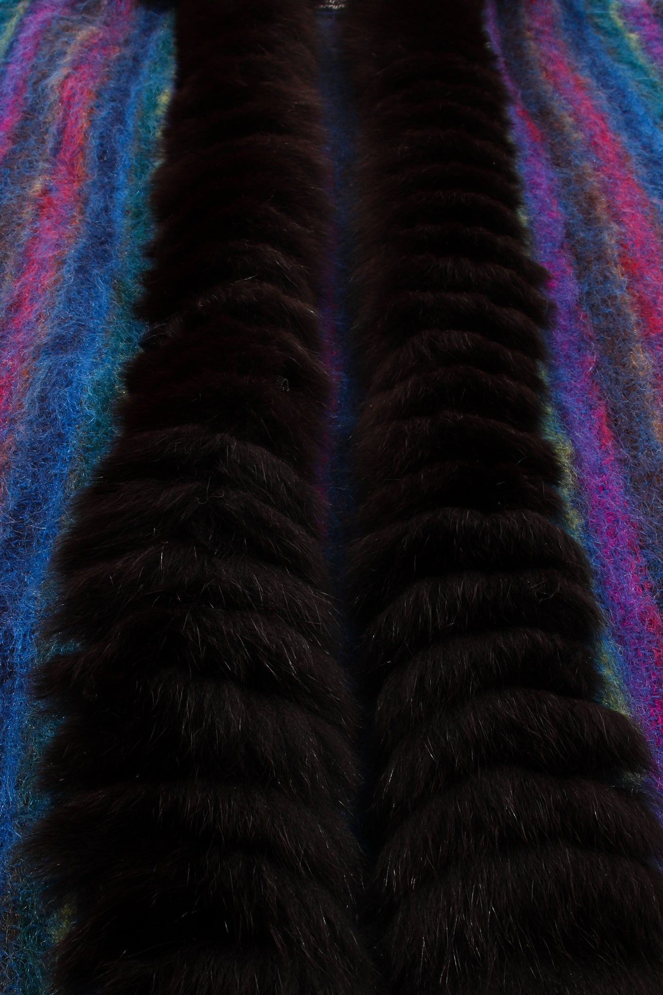 Vintage YSL Yves Saint Laurent Striped Fur Poncho Cape fur detail at Recess Los Angeles