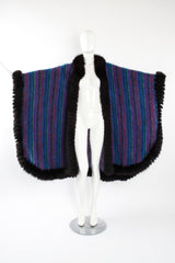 Vintage YSL Yves Saint Laurent Striped Fur Poncho Cape on Mannequin front open at Recess LA