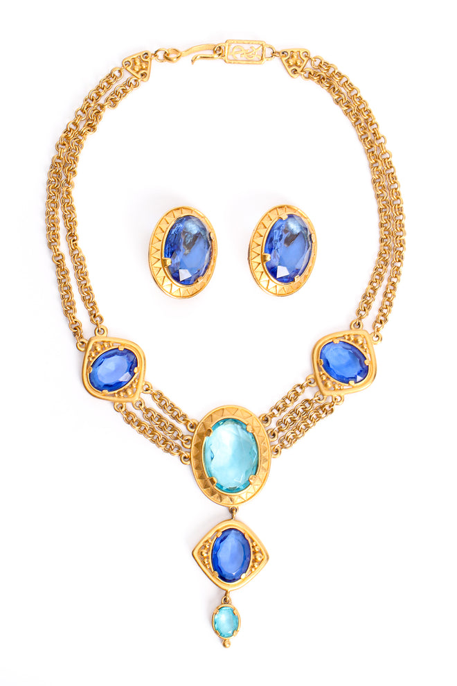 Vintage YSL Yves Saint Laurent Crystal Gemstone Necklace & Earring Set at Recess Los Angeles