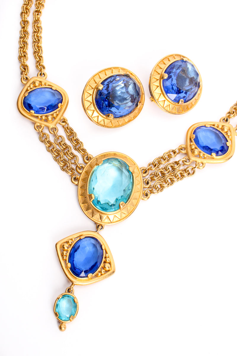 Vintage YSL Yves Saint Laurent Crystal Gemstone Necklace & Earring Set at Recess Los Angeles