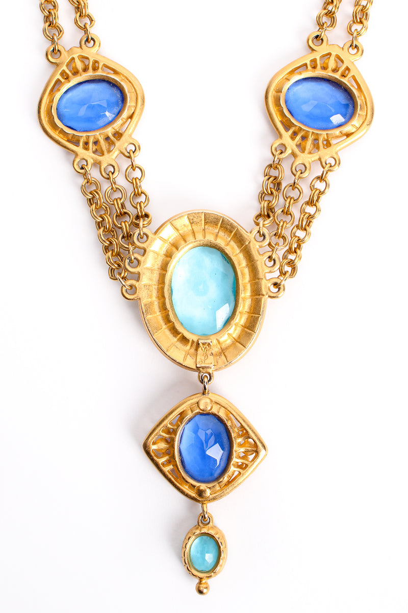 Vintage YSL Yves Saint Laurent Crystal Gemstone Necklace & Earring Set backside at Recess LA
