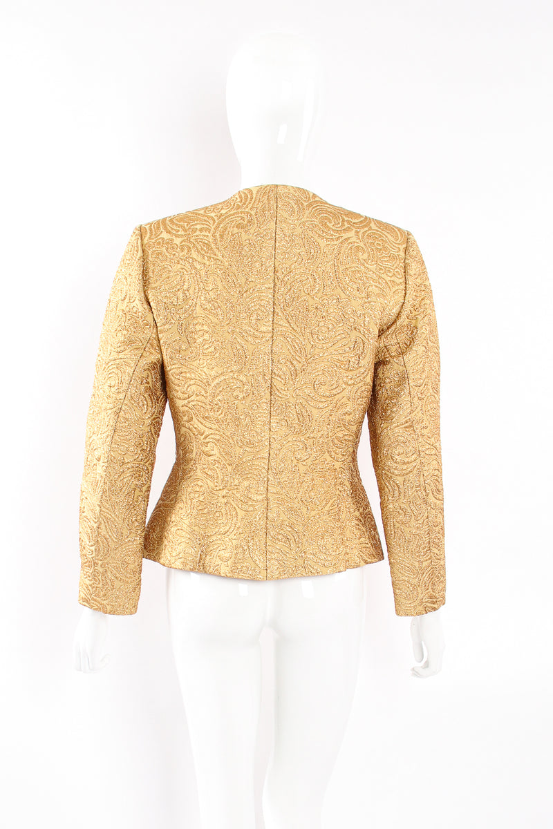 Vintage Yves Saint Laurent YSL Golden Brocade Jacket on Mannequin back at Recess Los Angeles