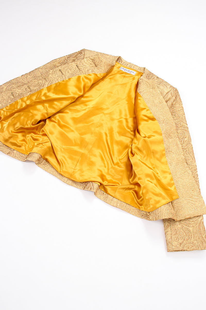 Vintage Yves Saint Laurent YSL Golden Brocade Jacket lining at Recess Los Angeles