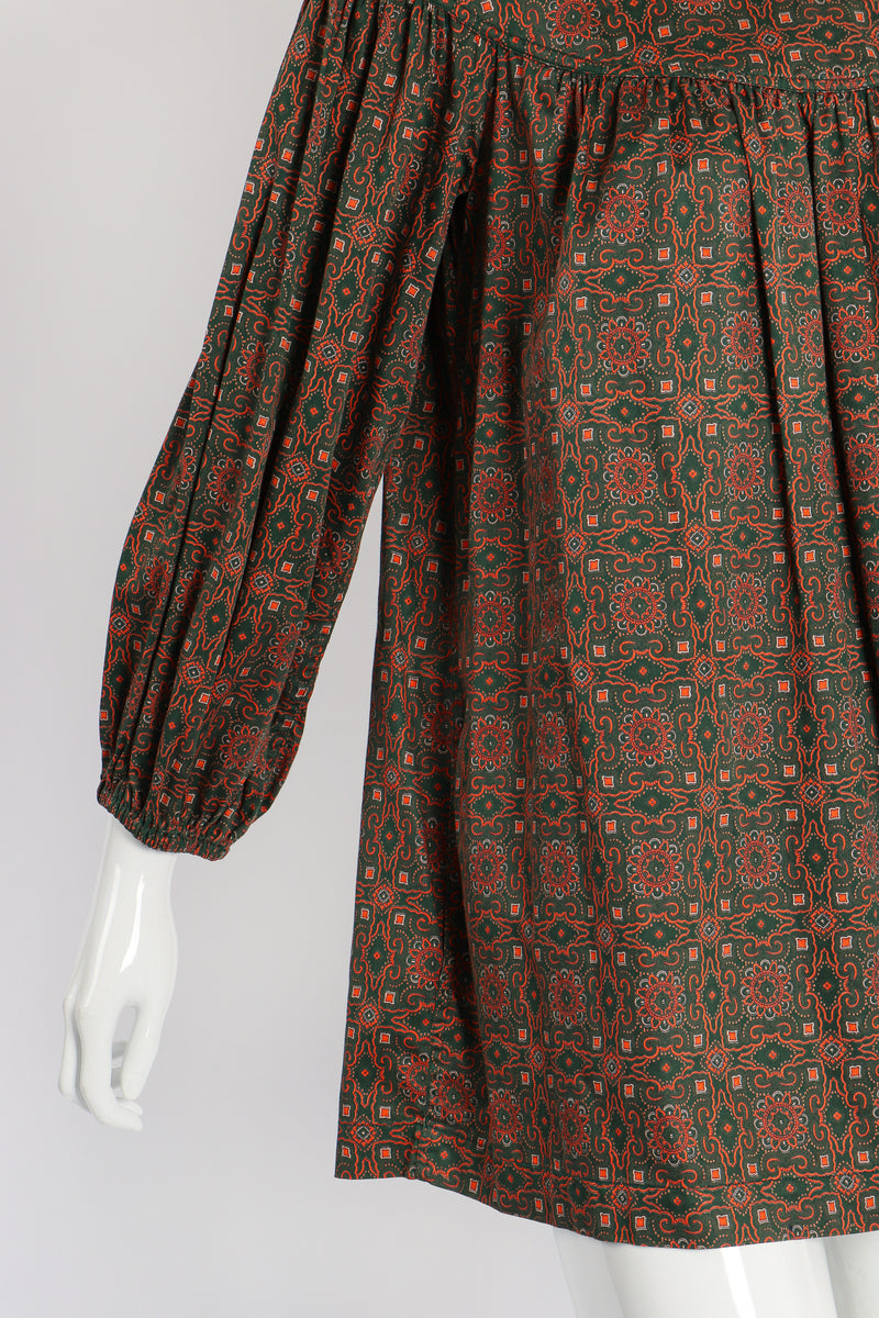 Vintage Yves Saint Laurent YSL Olive Moroccan Tile Print Tunic on Mannequin sleeve at Recess LA
