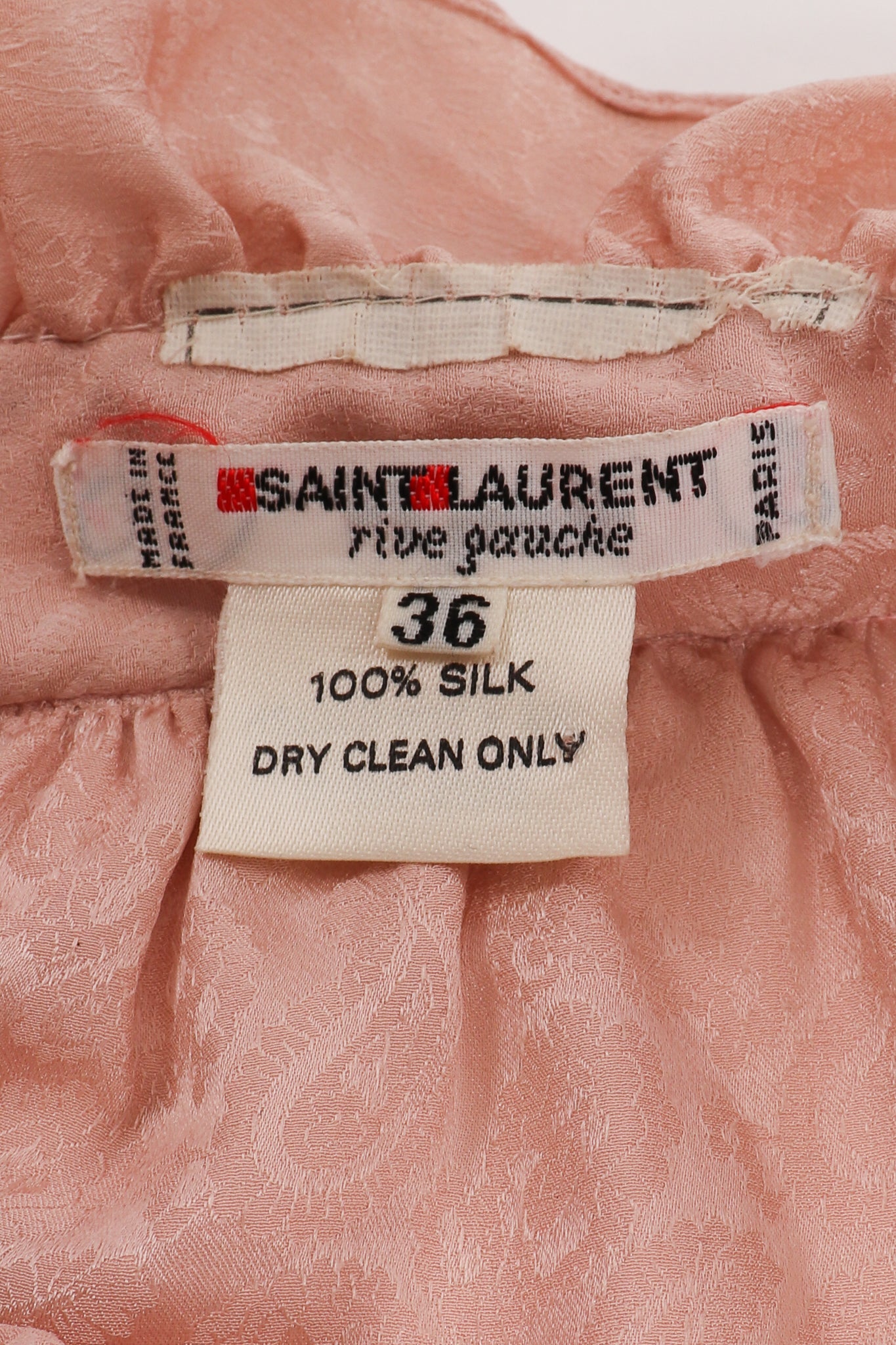Vintage Yves Saint Laurent Ruffle Yoke Blouse label at Recess Los Angeles
