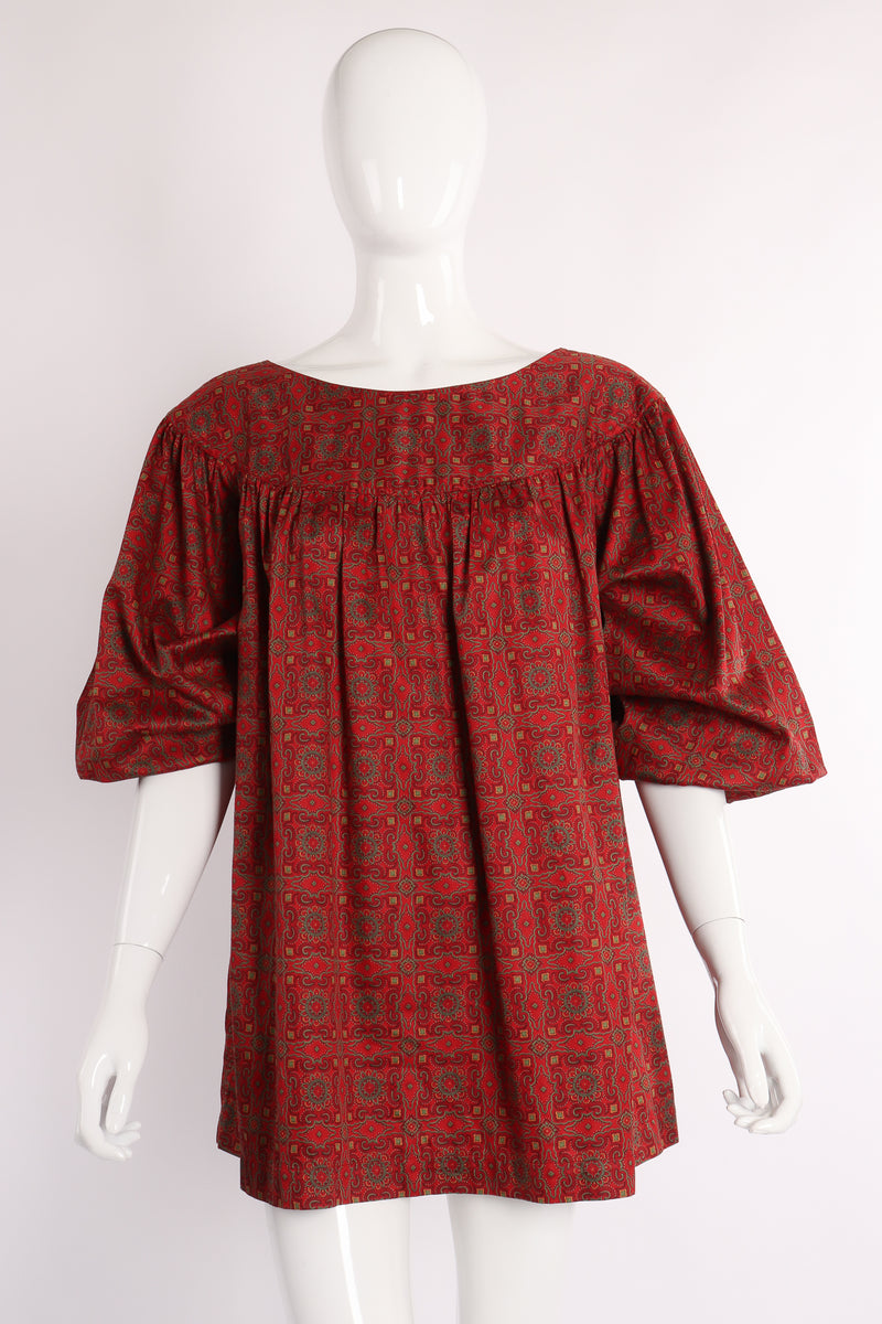 Vintage Yves Saint Laurent YSL Crimson Cotton Tile Print Tunic – Recess