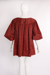 Vintage Yves Saint Laurent YSL Crimson Cotton Tile Print Tunic on Mannequin back at Recess LA