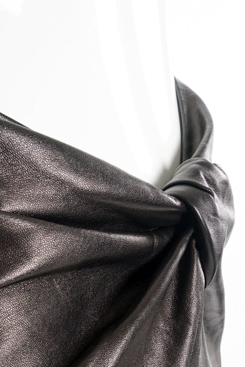 Vintage YSL Yves Saint Laurent Leather Twist Skirt on Mannequin knot detail at Recess LA