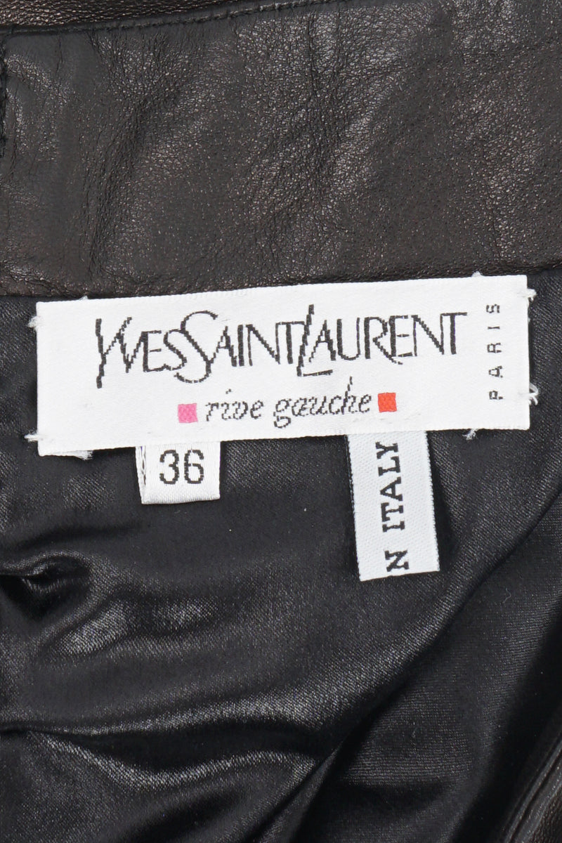 Vintage YSL Yves Saint Laurent Leather Twist Skirt label at Recess Los Angeles