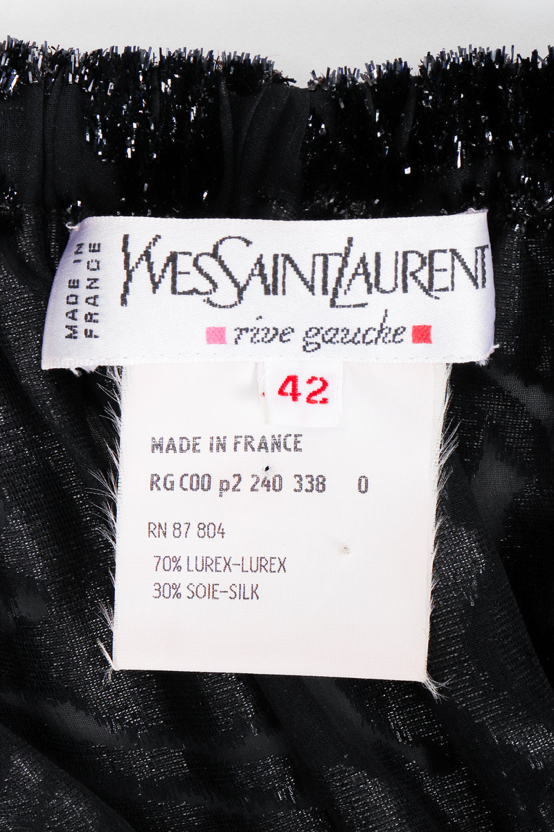 Vintage YSL Yves Saint Laurent Sheer Lamé Peasant Dress label at Recess