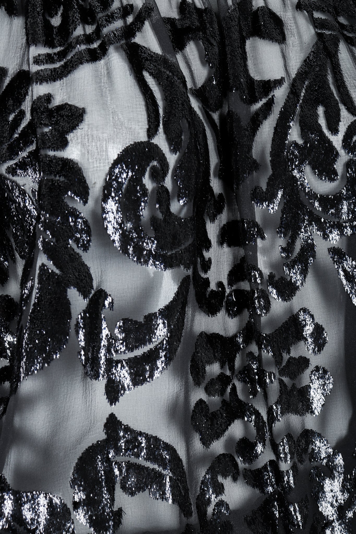 Vintage YSL Yves Saint Laurent Sheer Lamé Peasant Dress fabric detail at Recess