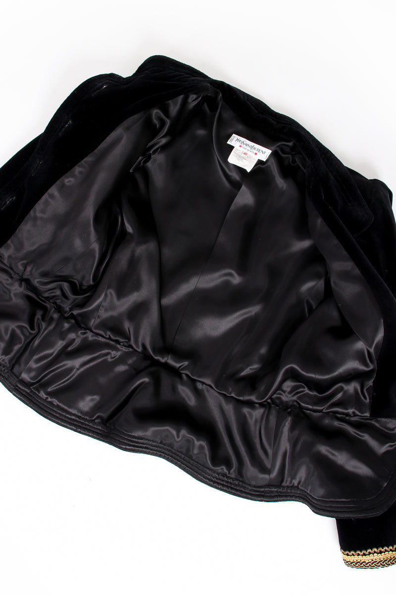 Vintage YSL Yves Saint Laurent Velvet Skirt Set Russian Collection lining at Recess LA