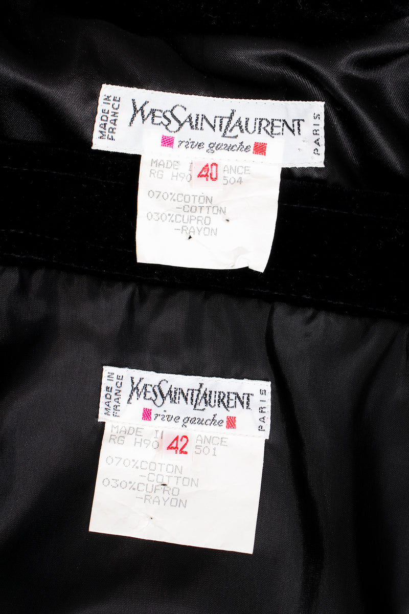 Vintage YSL Yves Saint Laurent Velvet Skirt Set Russian Collection labels at Recess LA