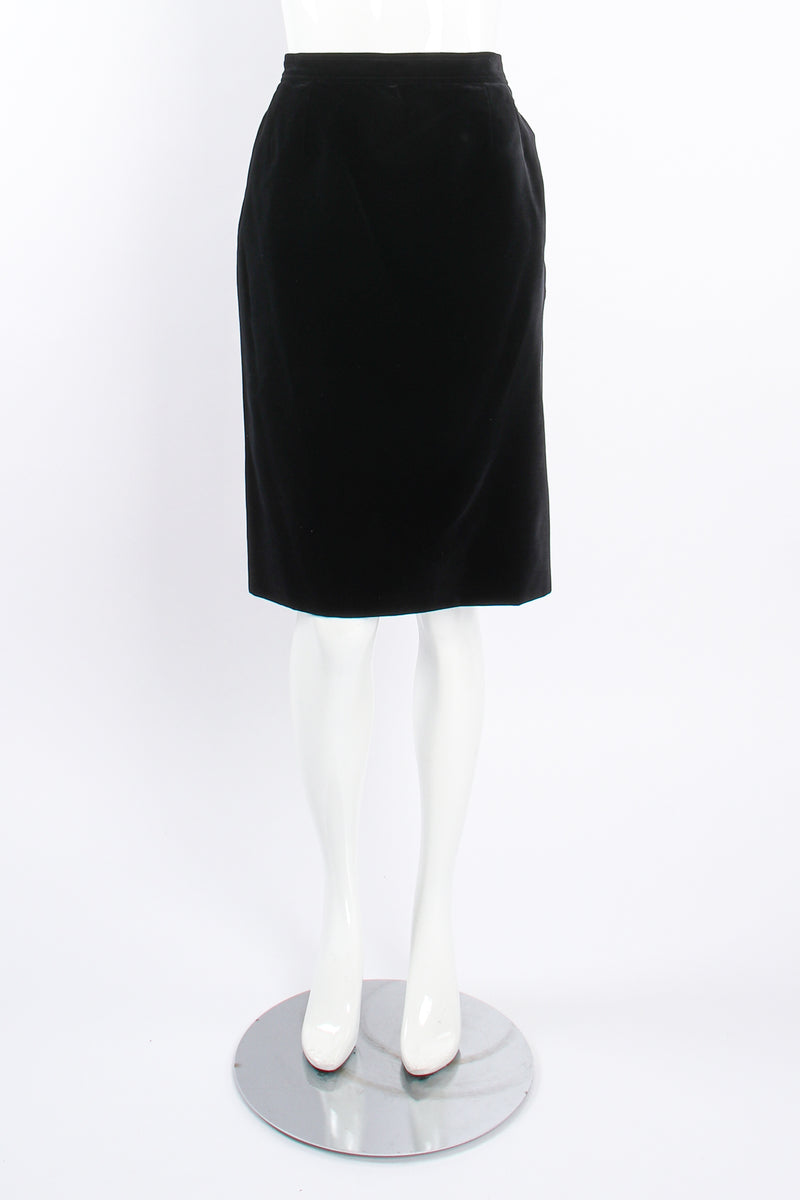 Vintage YSL Yves Saint Laurent Velvet Skirt Set Russian Collection on mannequin front at Recess LA