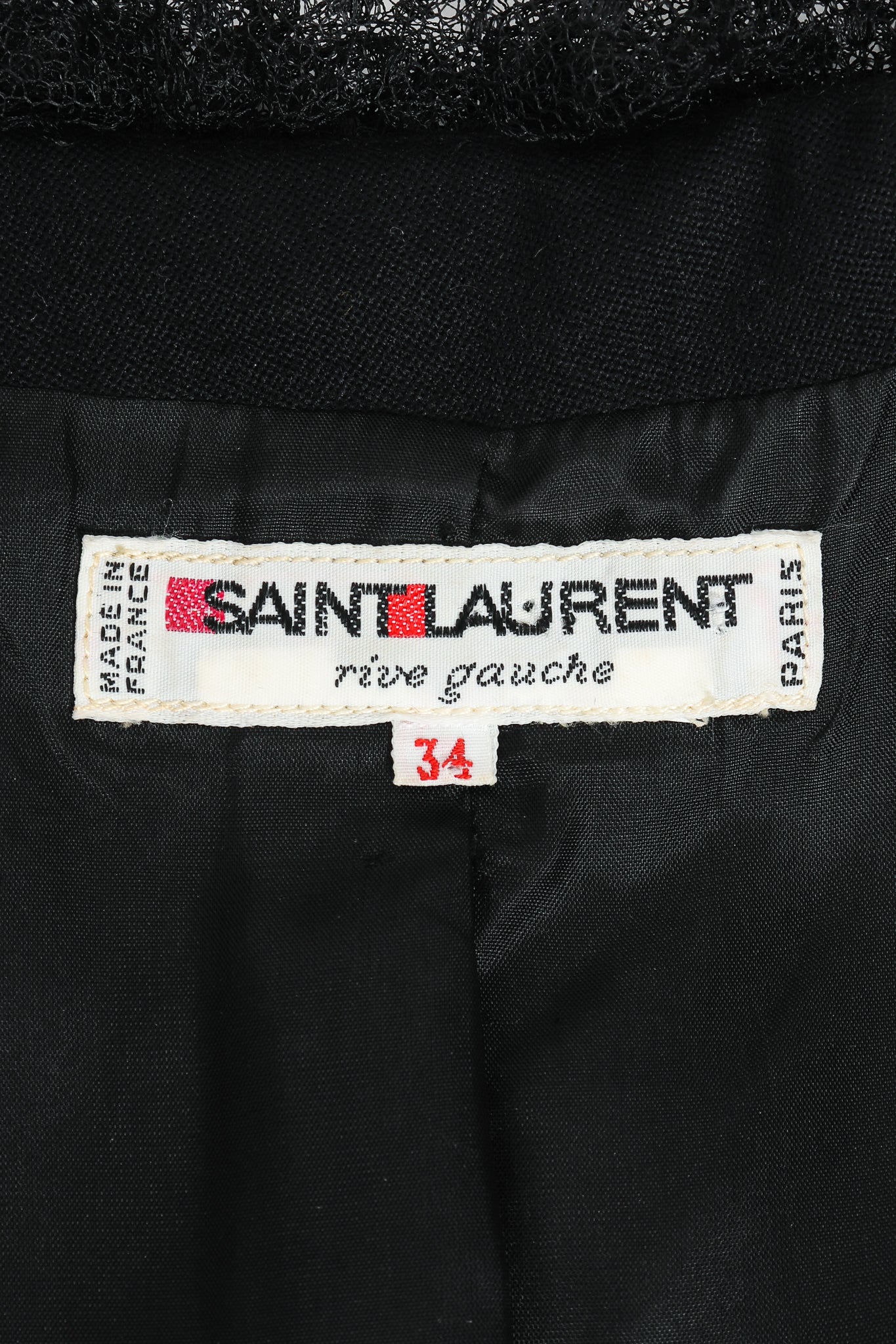 Vintage Yves Saint Laurent YSL Tulle Ruffle Collar Jacket Label  at Recess LA
