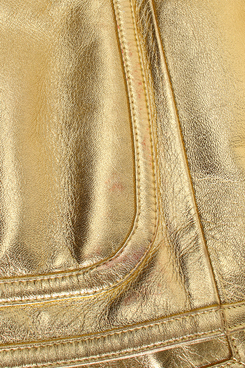 Vintage YSL Yves Saint Laurent Gold Leather Lamé Jacket stain at Recess Los Angeles
