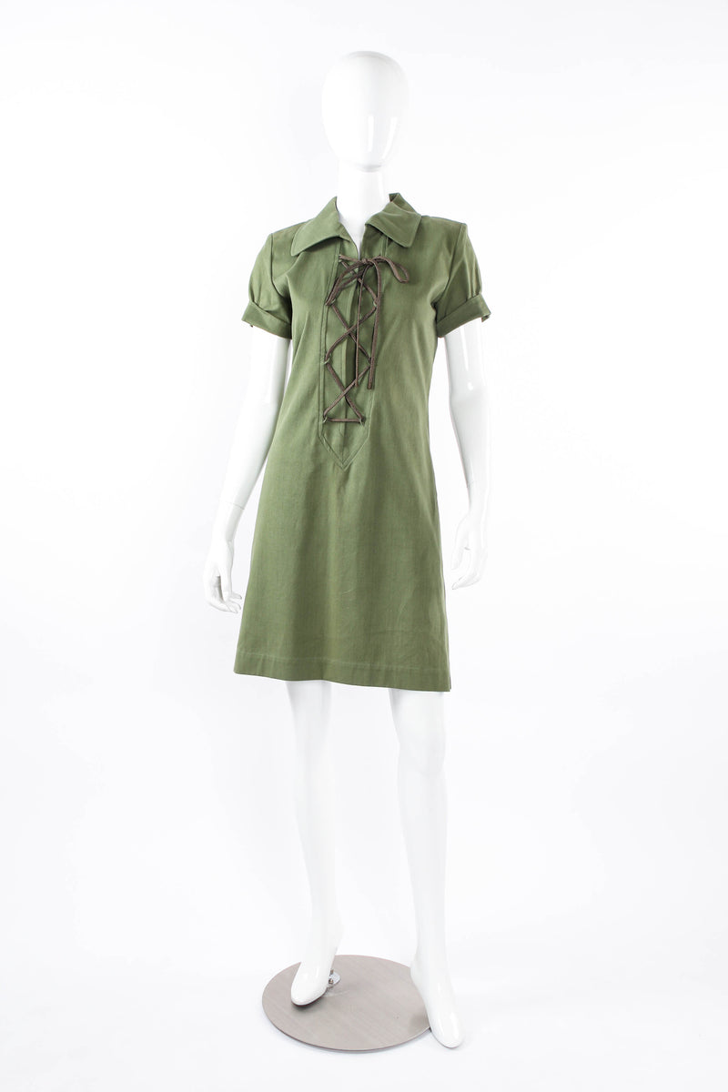 Vintage Yves Saint Laurent Safari Lace Up Dress mannequin front @ Recess LA