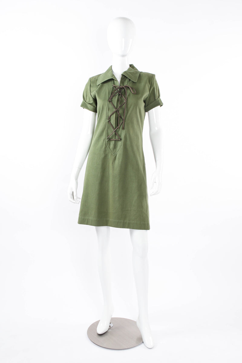 1990 Vintage Yves Saint Laurent Safari Lace Up Dress Recess 1990 Vintage Yves Saint Laurent Safari Lace Up Dress Recess