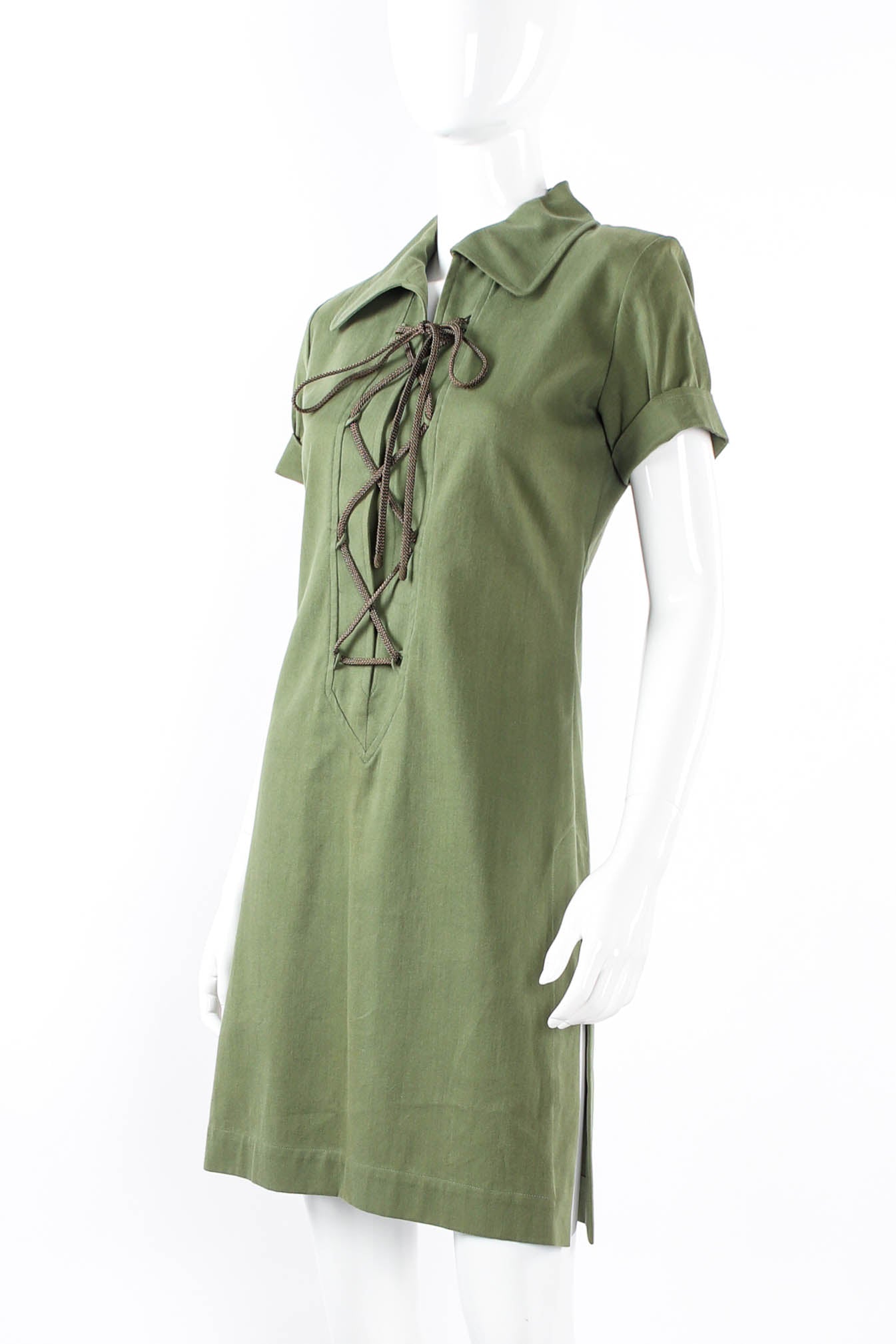 Vintage Yves Saint Laurent Safari Lace Up Dress mannequin angle @  Recess LA