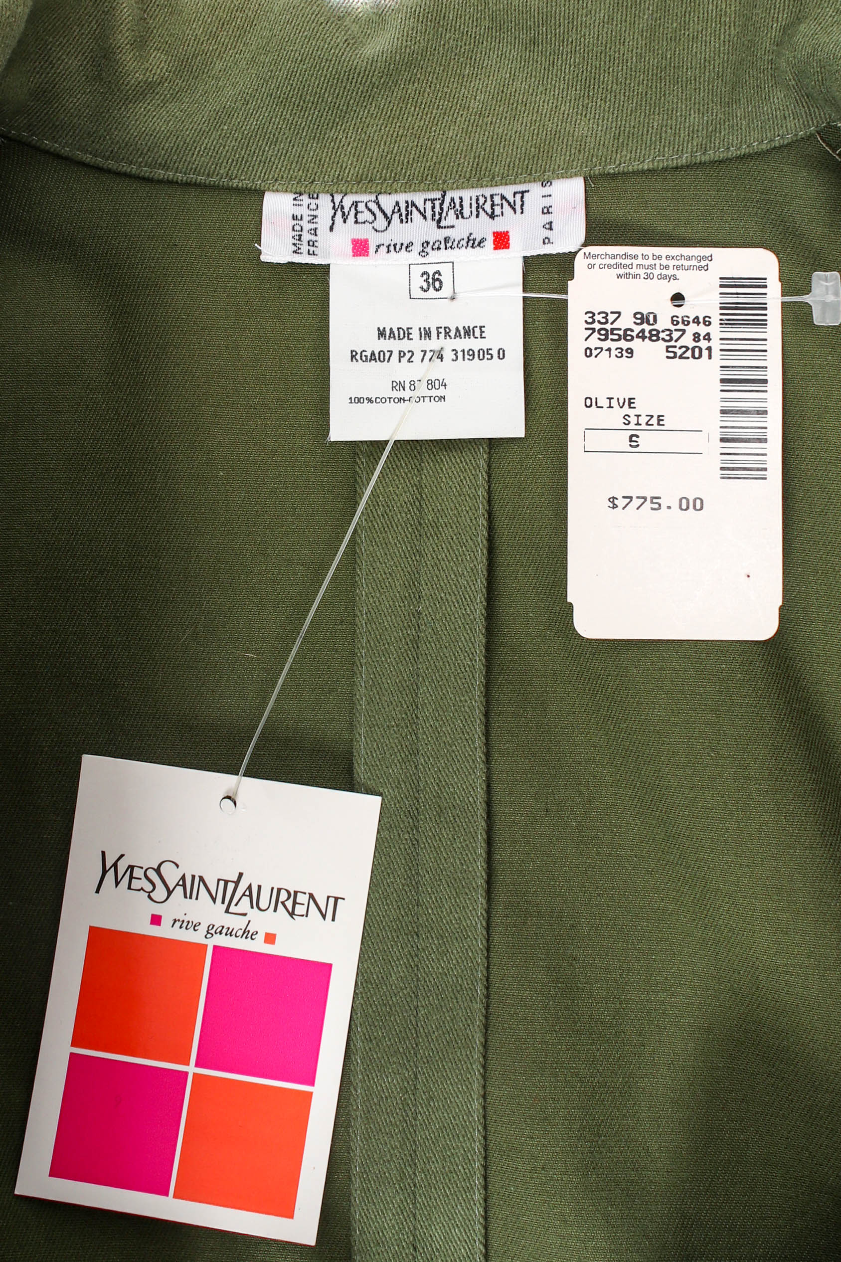 Vintage Yves Saint Laurent Safari Lace Up Dress tags detail @ Recess LA