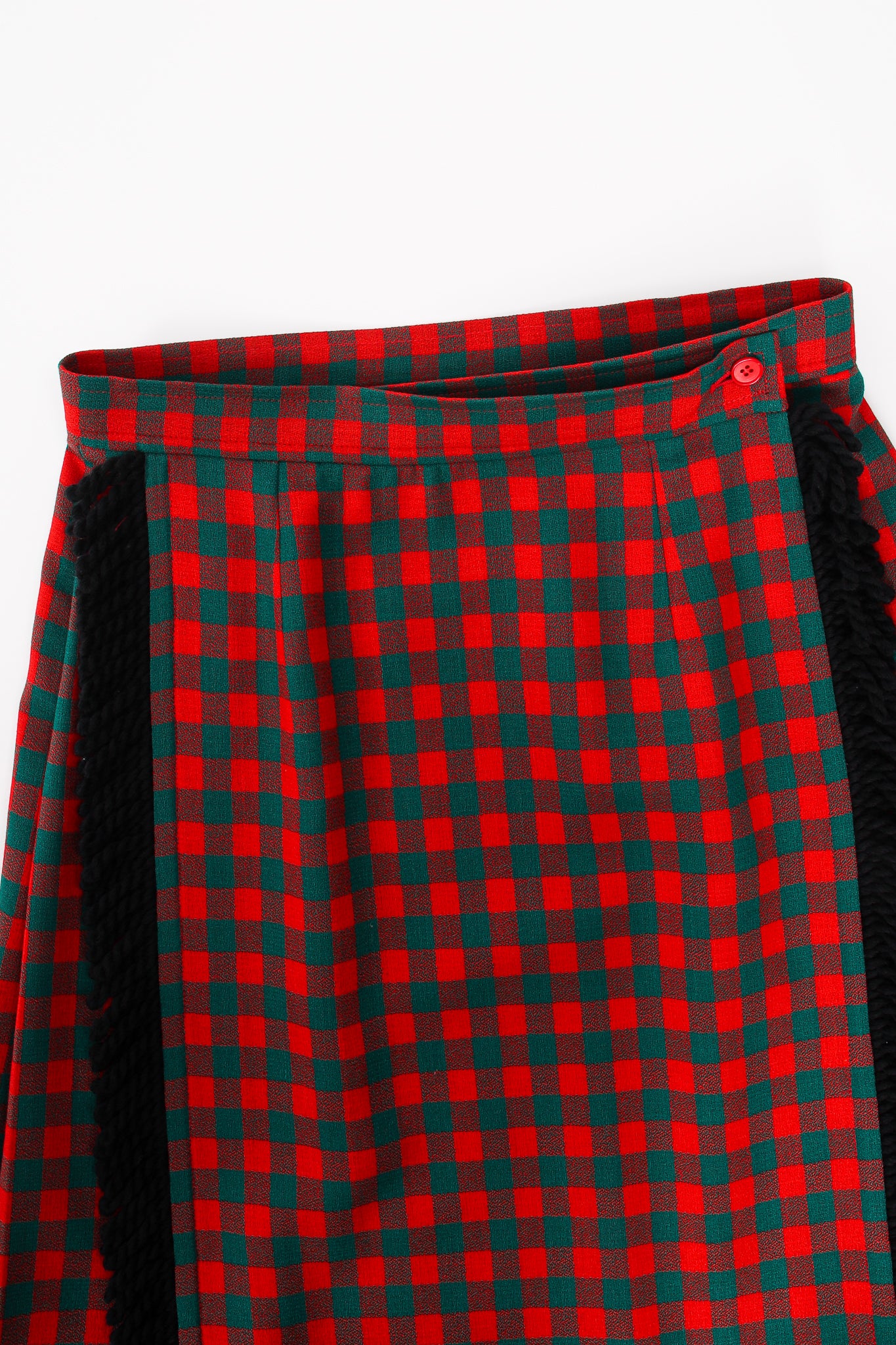 Vintage Yves Saint Laurent YSL Yarn Fringe Wrap Skirt waistband at Recess Los Angeles