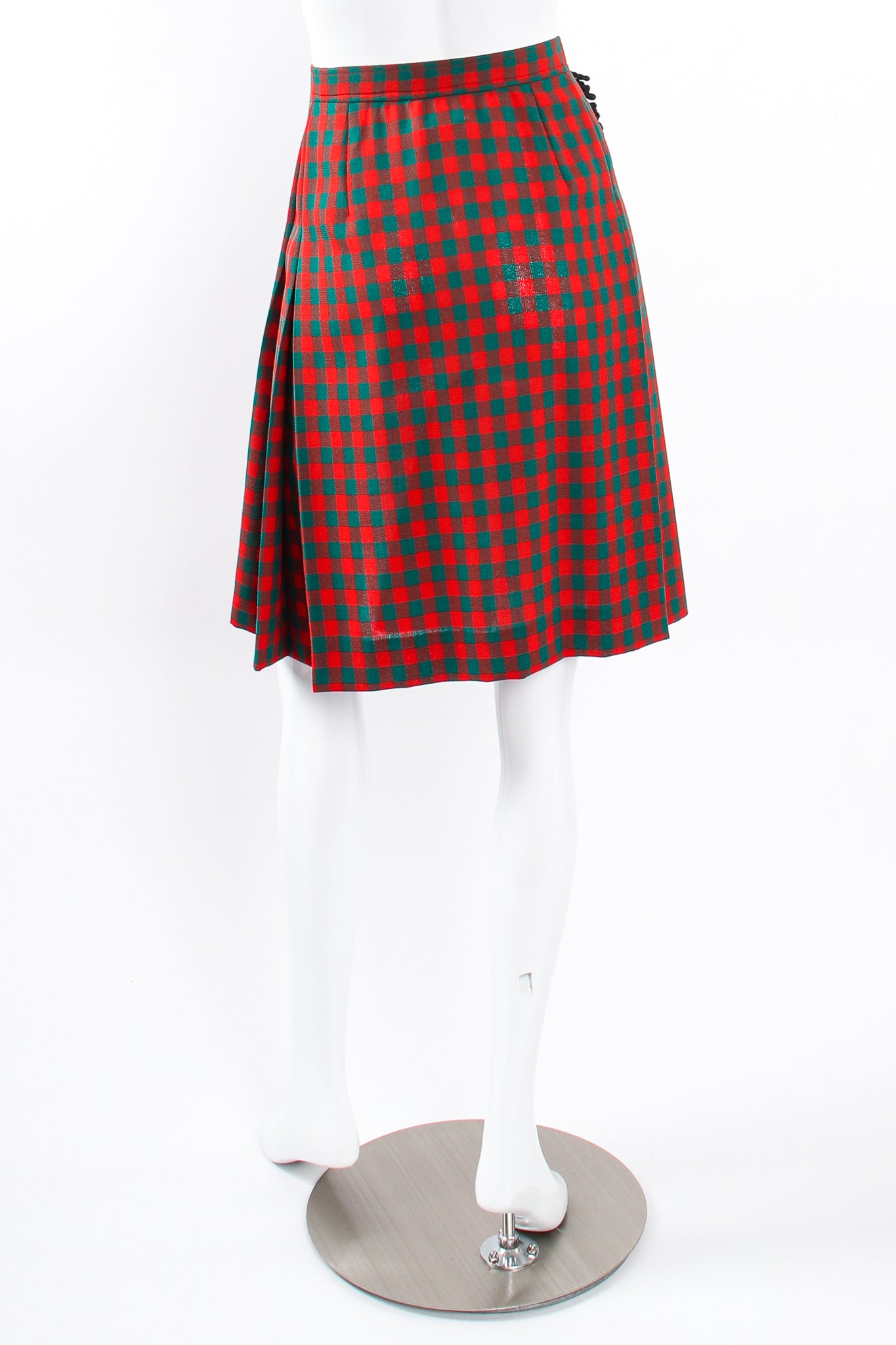 Vintage Yves Saint Laurent YSL Yarn Fringe Wrap Skirt on Mannequin back at Recess Los Angeles