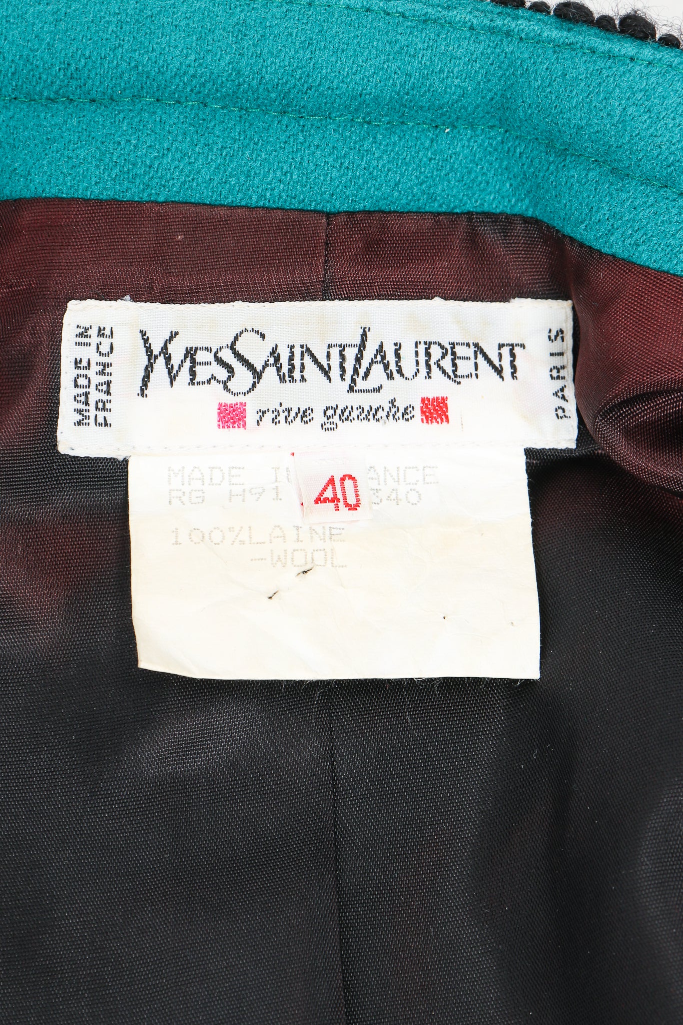 Vintage Yves Saint Laurent YSL Boxy Bon Bon Ornament Jacket label at Recess LA