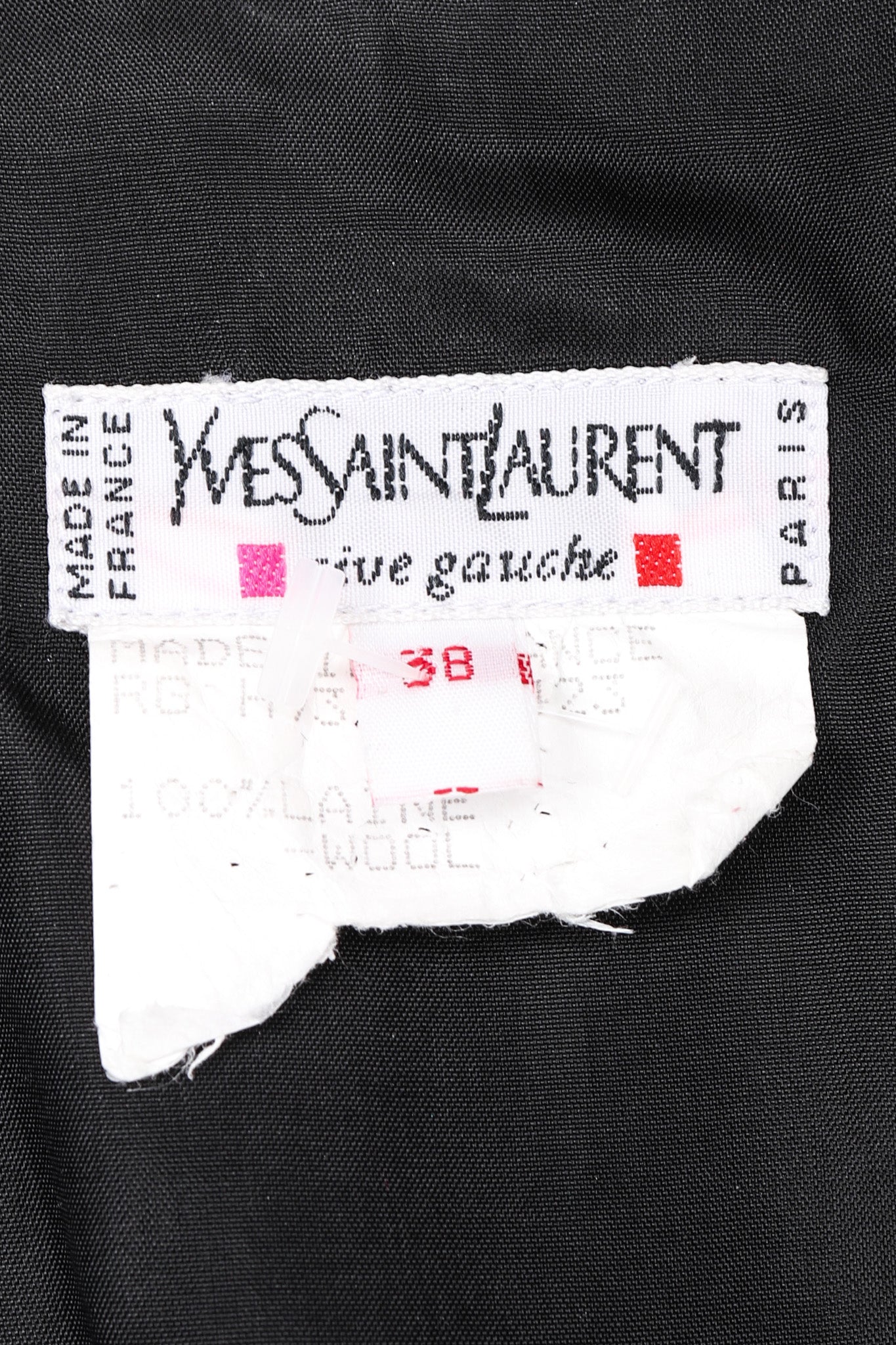 Recess Los Angeles Vintage YSL Yves Saint Laurent Tuxedo Jumpsuit One Button