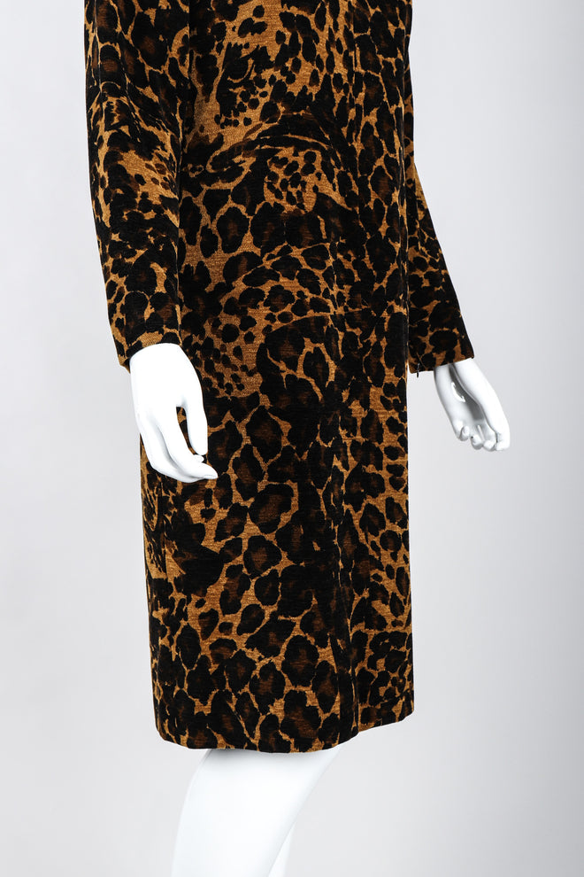 Recess Los Angeles Vintage Saint Laurent Fall Winter 1986 Chenille Leopard  Dress Black Brown