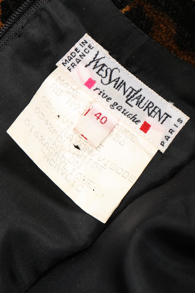 Recess Los Angeles Vintage Saint Laurent Fall Winter 1986 Chenille Leopard  Dress Black Brown