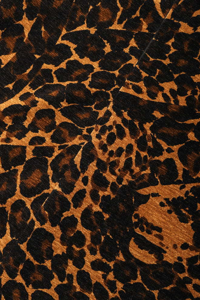 Recess Los Angeles Vintage Saint Laurent Fall Winter 1986 Chenille Leopard  Dress Black Brown