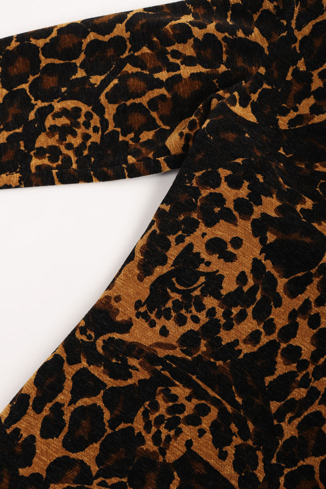 Recess Los Angeles Vintage Saint Laurent Fall Winter 1986 Chenille Leopard  Dress Black Brown