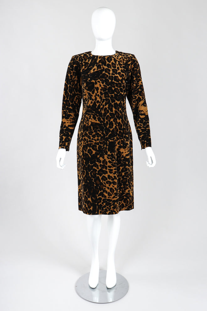 Recess Los Angeles Vintage Saint Laurent Fall Winter 1986 Chenille Leopard  Dress Black Brown