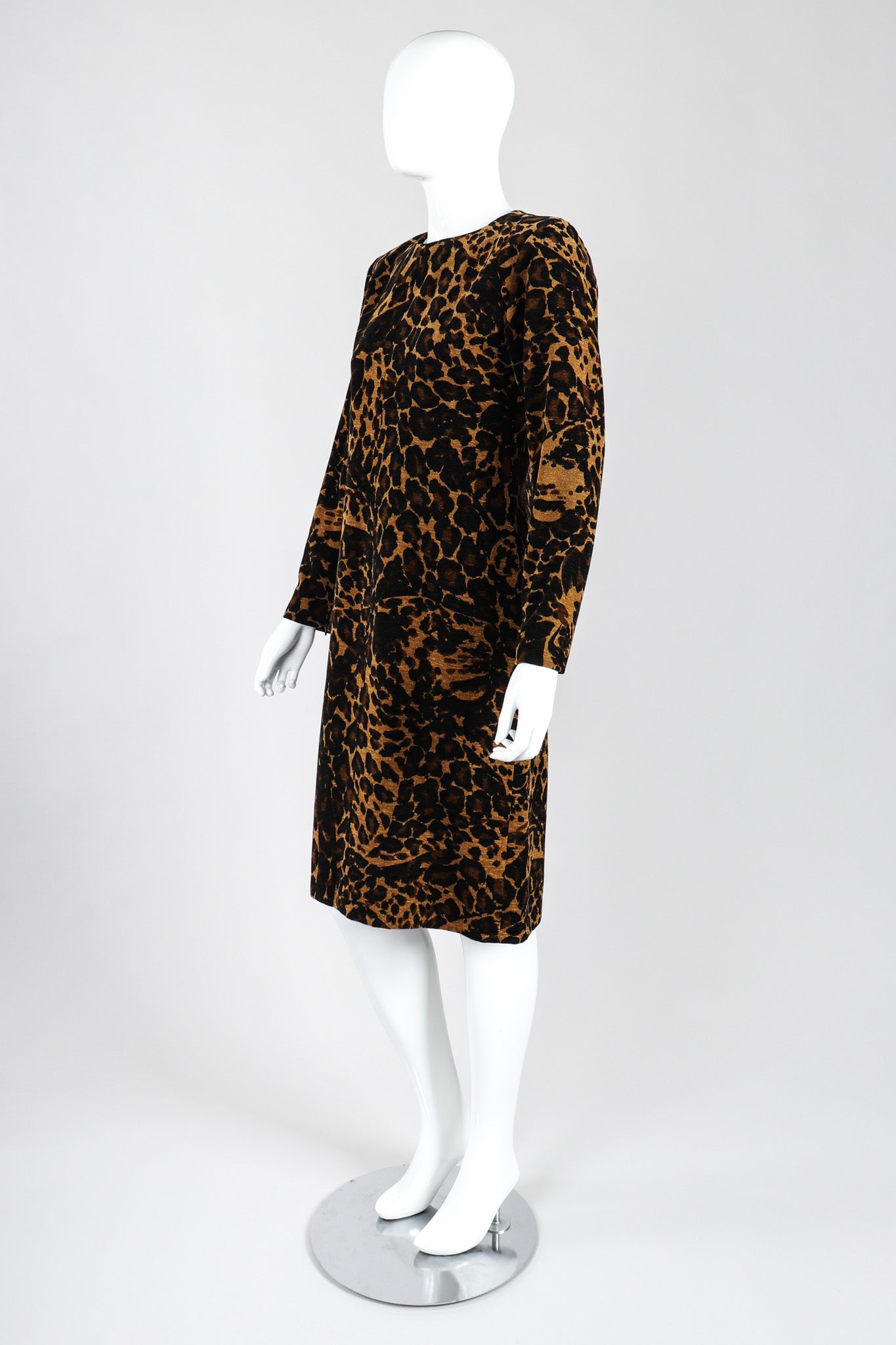 Recess Los Angeles Vintage Saint Laurent Fall Winter 1986 Chenille Leopard  Dress Black Brown